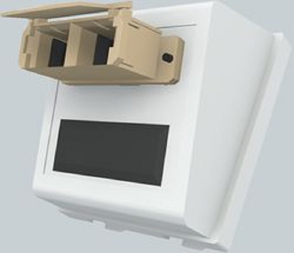 MOLEX MEU-00011-02 Оптический модуль Euromod 50х50мм, 1xDuplexSC, MM со шторкой, угловой, белый  фото MOLEX MEU-00011-02 Оптический модуль Euromod 50х50мм, 1xDuplexSC, MM со шторкой, угловой, белый
