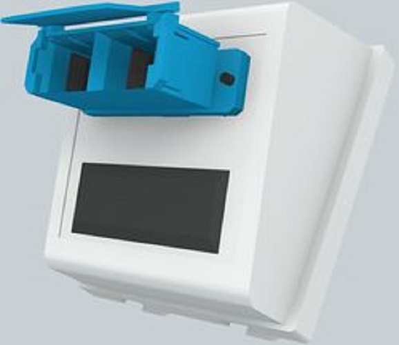 MOLEX MEU-00012-02 Оптический модуль Euromod 50х50мм, 1xDuplexSC, SM со шторкой, угловой, белый  фото MOLEX MEU-00012-02 Оптический модуль Euromod 50х50мм, 1xDuplexSC, SM со шторкой, угловой, белый