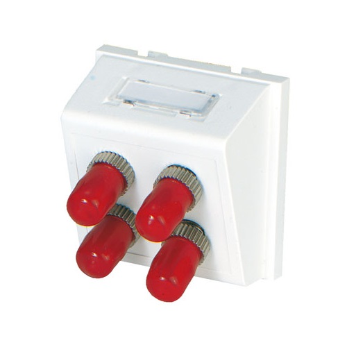 MOLEX MEU-00005-02 Оптический модуль Euromod 50х50мм, 4xST, MM, угловой, белый купить фото MOLEX MEU-00005-02 Оптический модуль Euromod 50х50мм, 4xST, MM, угловой, белый купить